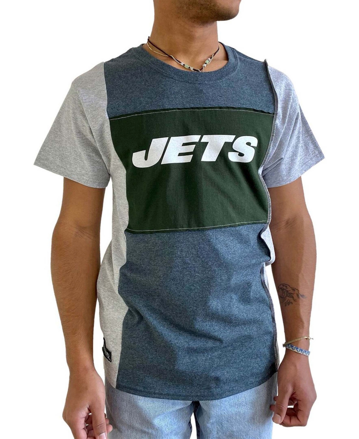 Men's Heathered Charcoal New York Jets Split T-shirt - Heather Gray