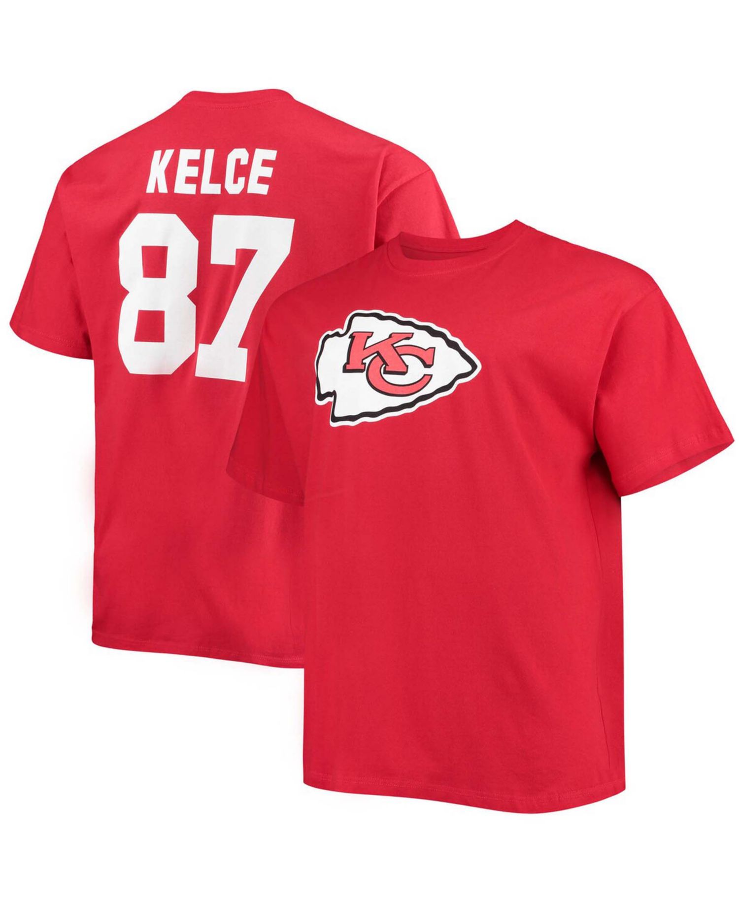 Men's Big and Tall Travis Kelce Red Kansas City Chiefs Player Name & Number T-shirt