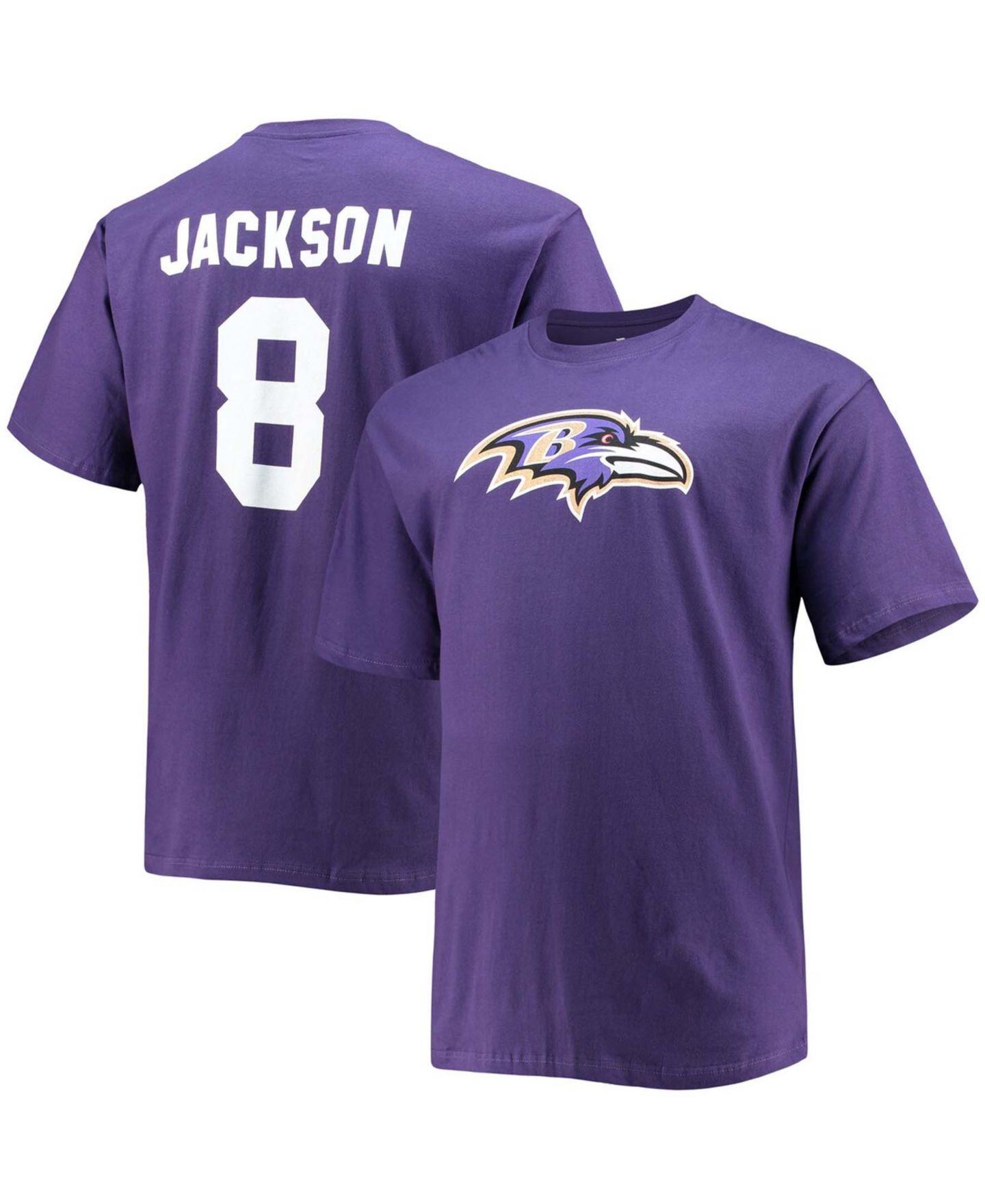 Мужская футболка Fanatics Big and Tall Lamar Jackson Purple Baltimore Ravens Player Name & Number — фото 1