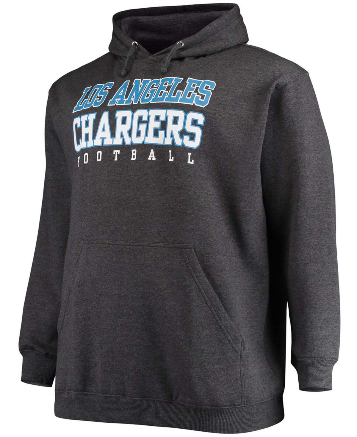 Shop Fanatics Men's Big And Tall Heathered Charcoal Los Angeles Chargers Practice Pullover Hoodie