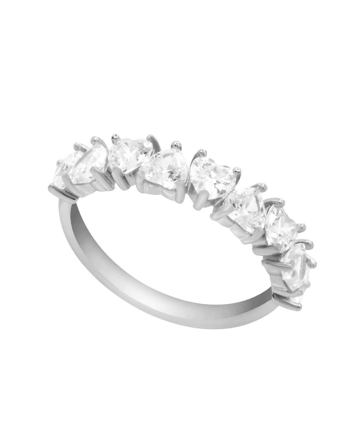 And Now This Gold Plated Clear Cubic Zirconia Heart Row Band Ring In Silver-plated