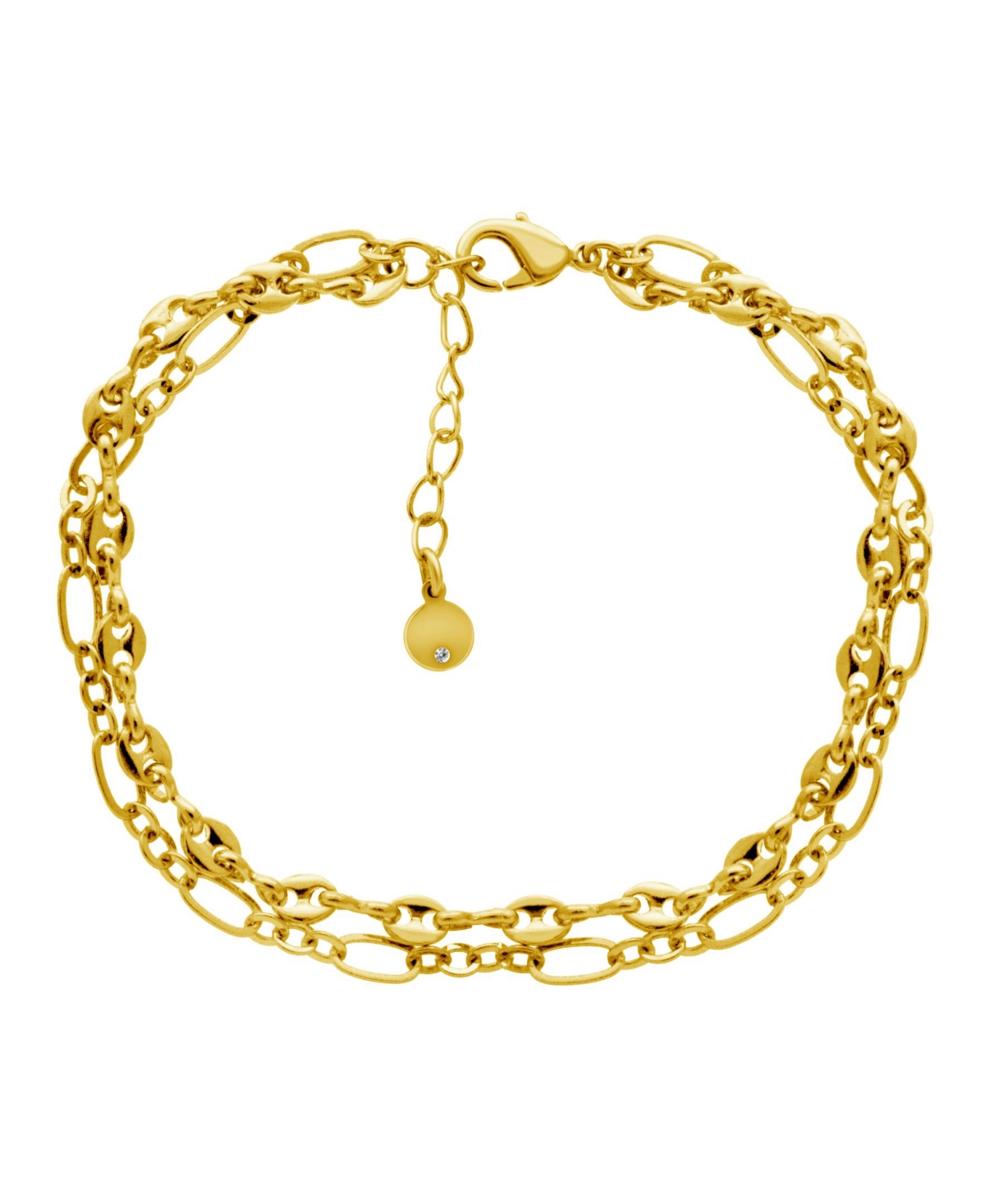 Gold or Silver Plated Marine Double Chain Bracelet - Gold-Plated