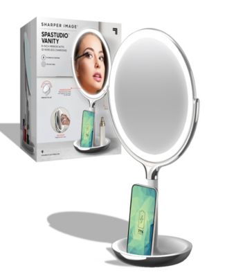 Photo 1 of Sharper Image SpaStudio Vanity 8-inch Mirror with Built-In Qi Wireless Phone Charger, 5X and 10X Magnification