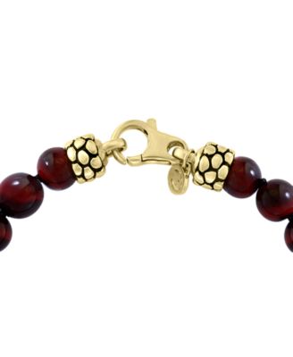 EFFY&reg; Men's Tiger Eye Bead Bracelet in 18k Gold-Plated Sterling Silver