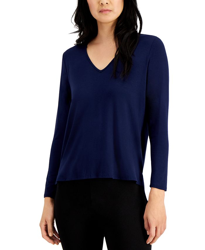 Alfani V-Neck Long Sleeve T-Shirt, Created for Macy's - Macy's