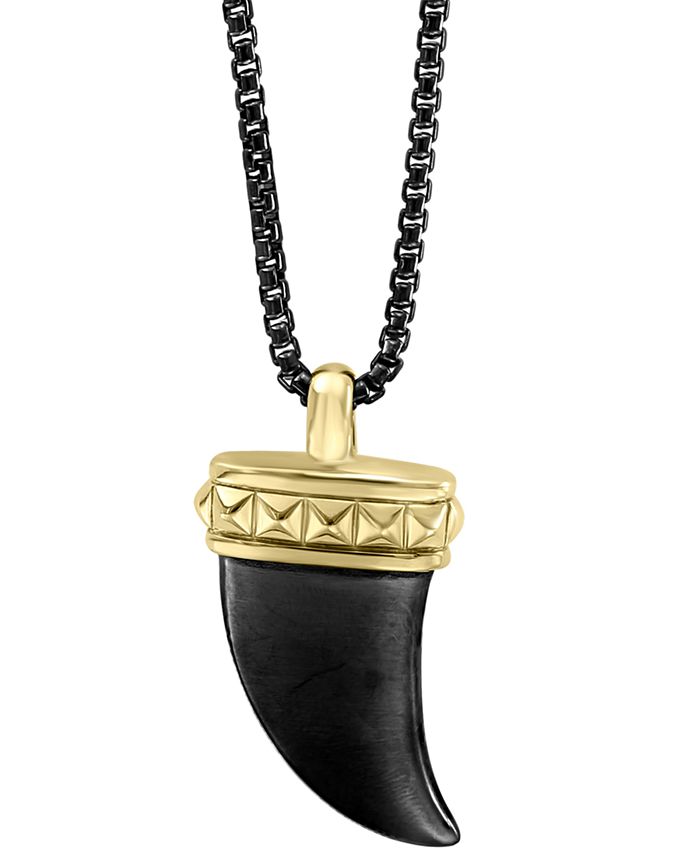 macys.com | EFFY® Men's Claw 22" Pendant Necklace in Black Rhodium and 18k Gold-Plated Sterling Silver