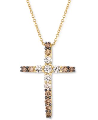 le vian chocolate diamond cross necklace