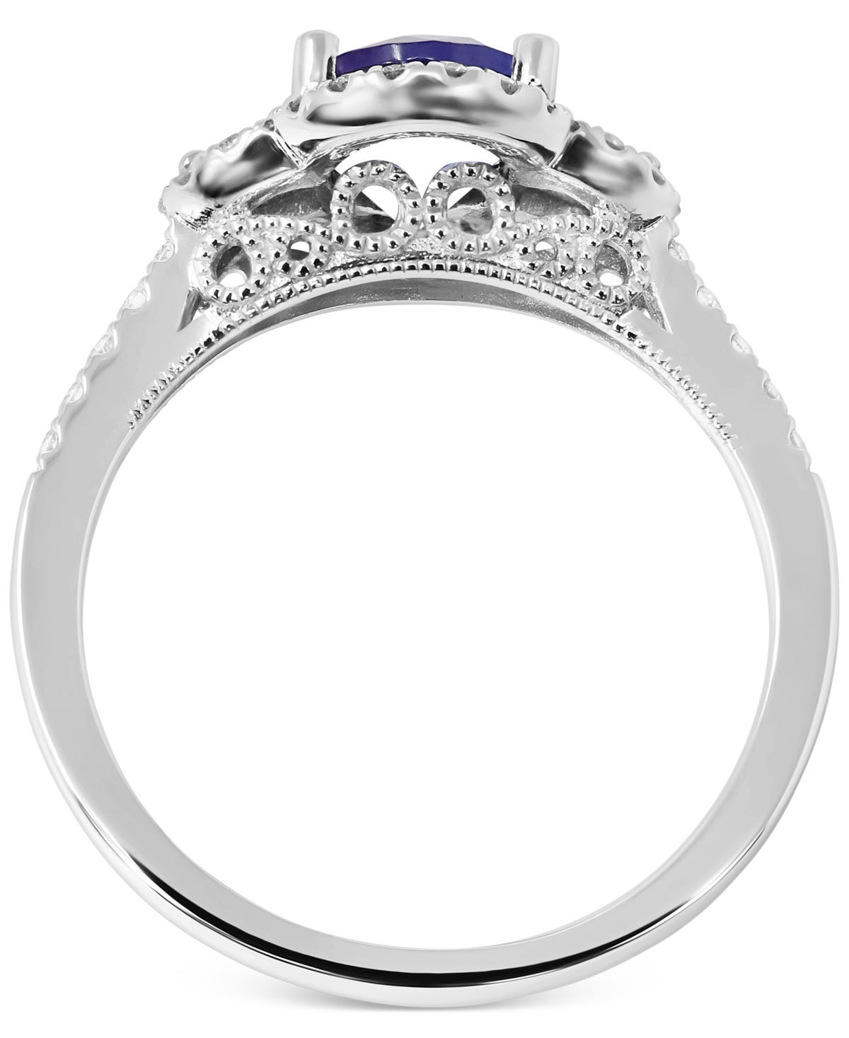 (1-3/8 ct. t.w.) & Diamond (3/8 ct. t.w.) Oval Halo Ring in 14k White Gold - Tanzanite