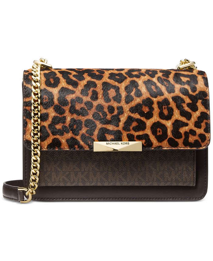 Michael Kors Signature Leopard Jade Large Gusset Shoulder Bag & Reviews -  Handbags & Accessories - Macy's