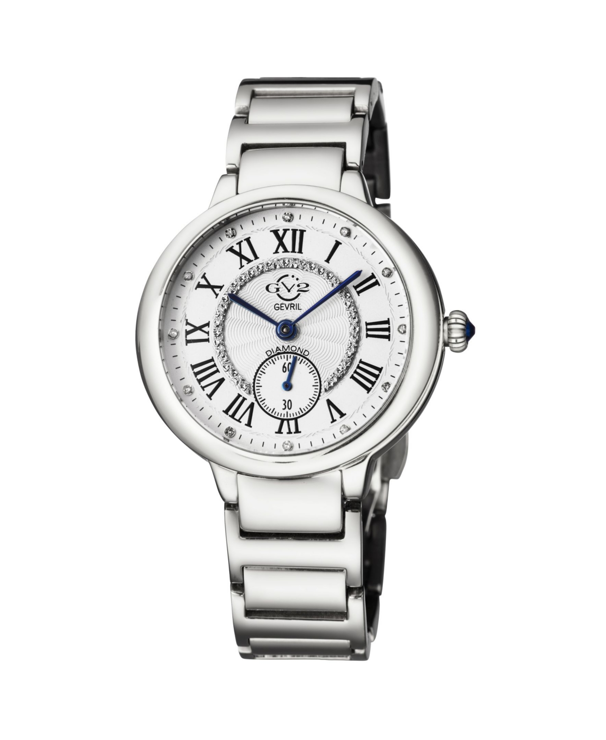 Gevril GV2 Women's Rome Silver-Tone Stainless Steel Swiss Quartz Bracelet Watch 36 mm