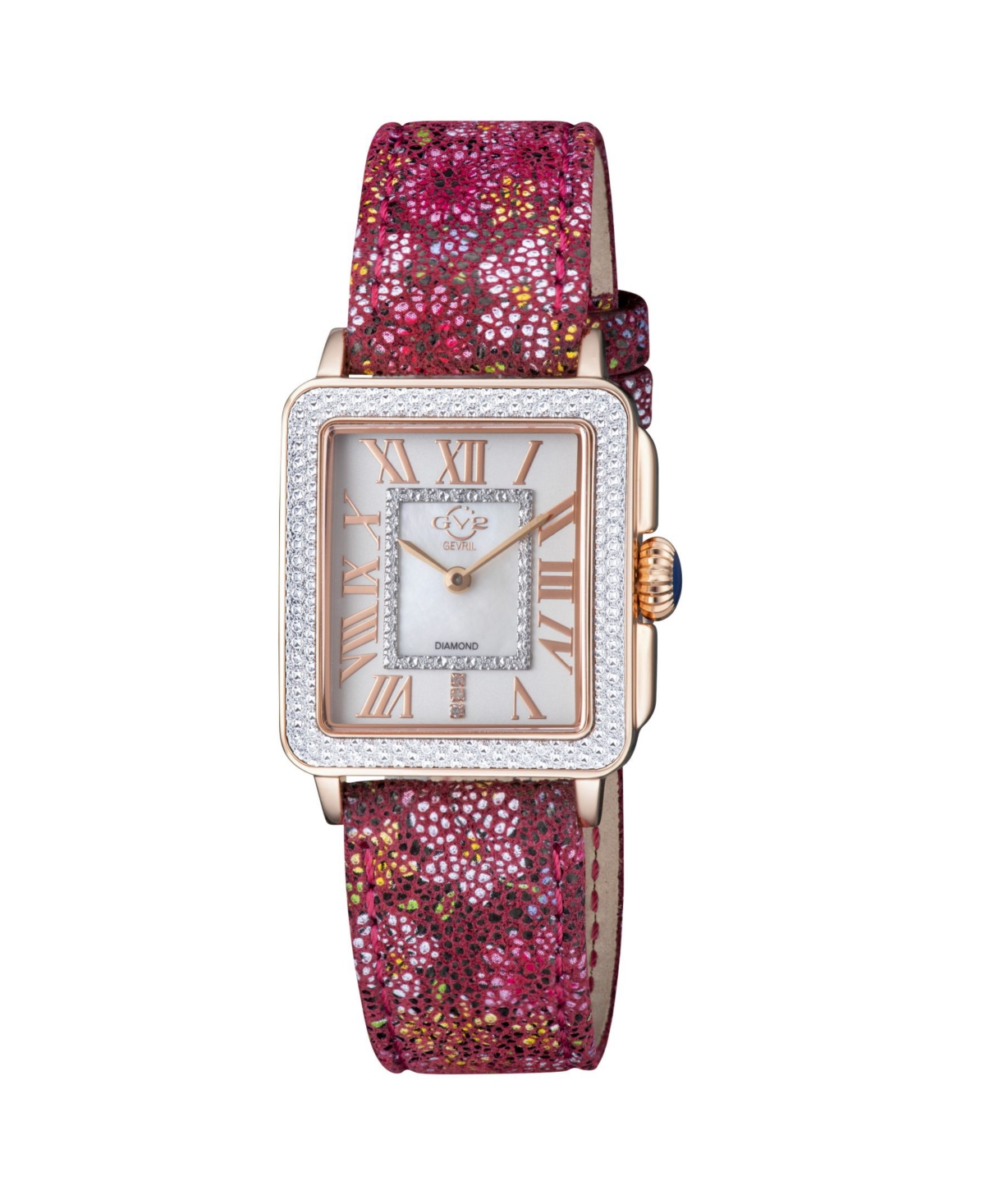 GV2 Women's Padova Floral Red Leather Swiss Quartz Strap Watch 30 mm -  Gevril
