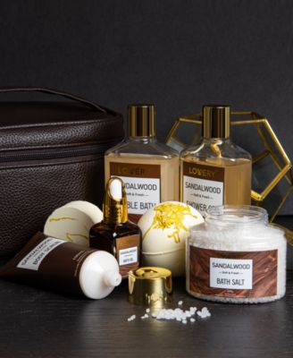 Sandalwood Body Care Gift Set, Relaxing Home Spa Set, 10 Piece