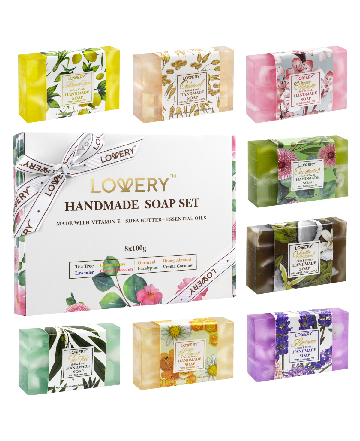 Handmade Soap Gift Set, Variety Pack Bath and Body Care Gift Set, 8 Piece