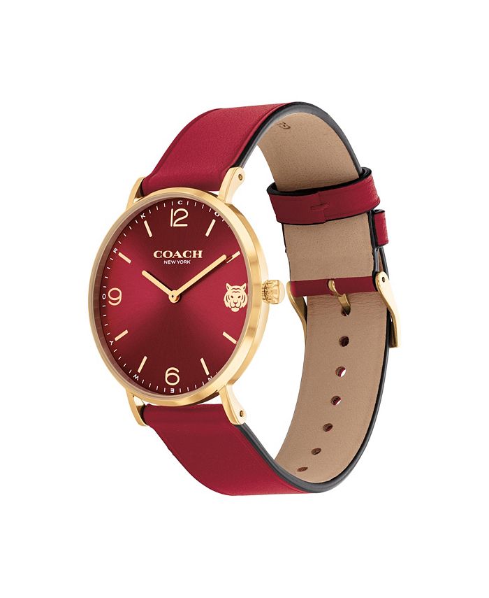 COACH Women’s Perry Chinese New Year Red Leather Strap Watch 36mm Macy's