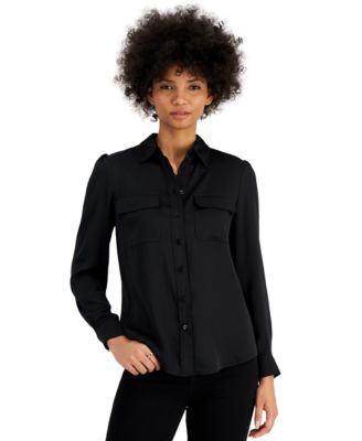 womens black dress shirt