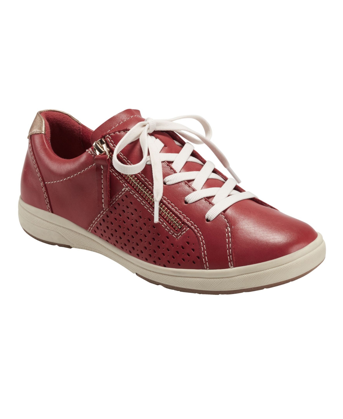 Earth Origins Women's Etta Casual Lace Up Sneakers Women's Shoes In Bright Red- Leather