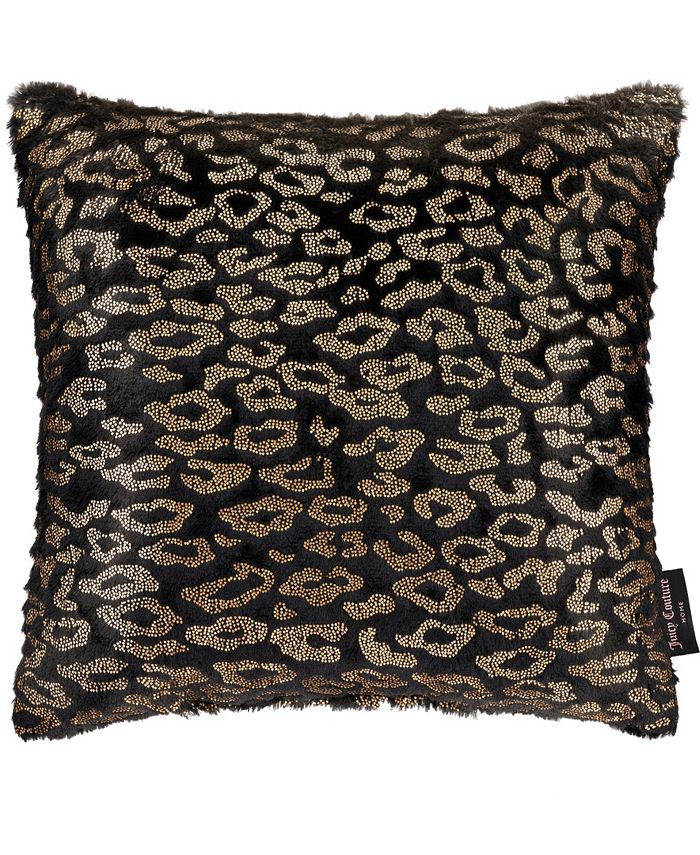 Juicy Couture Yesi Black Plush Decorative Pillow, 18" x 18" Macy's