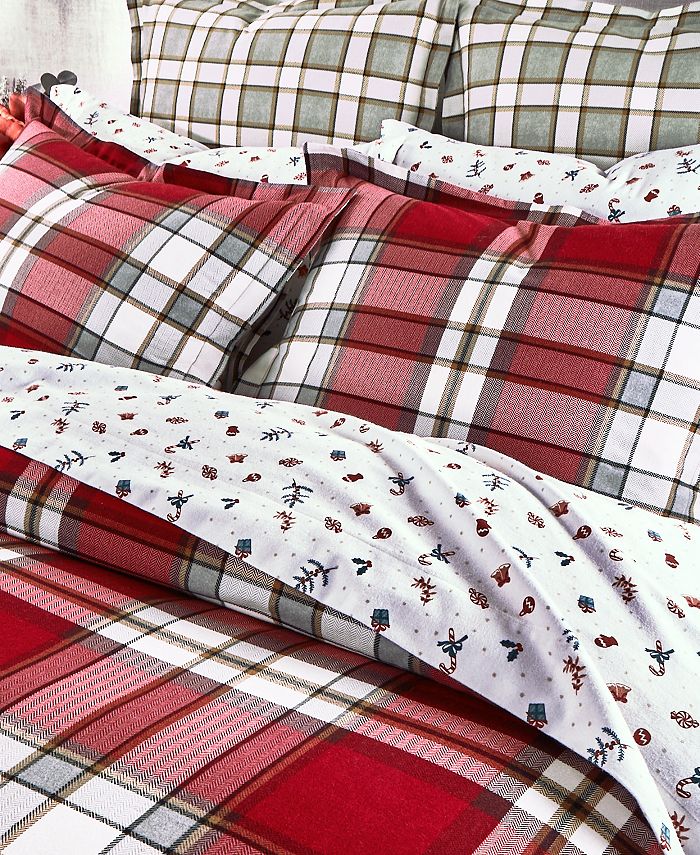 Martha Stewart Collection Candyland Plaid Flannel Comforter, Full/Queen