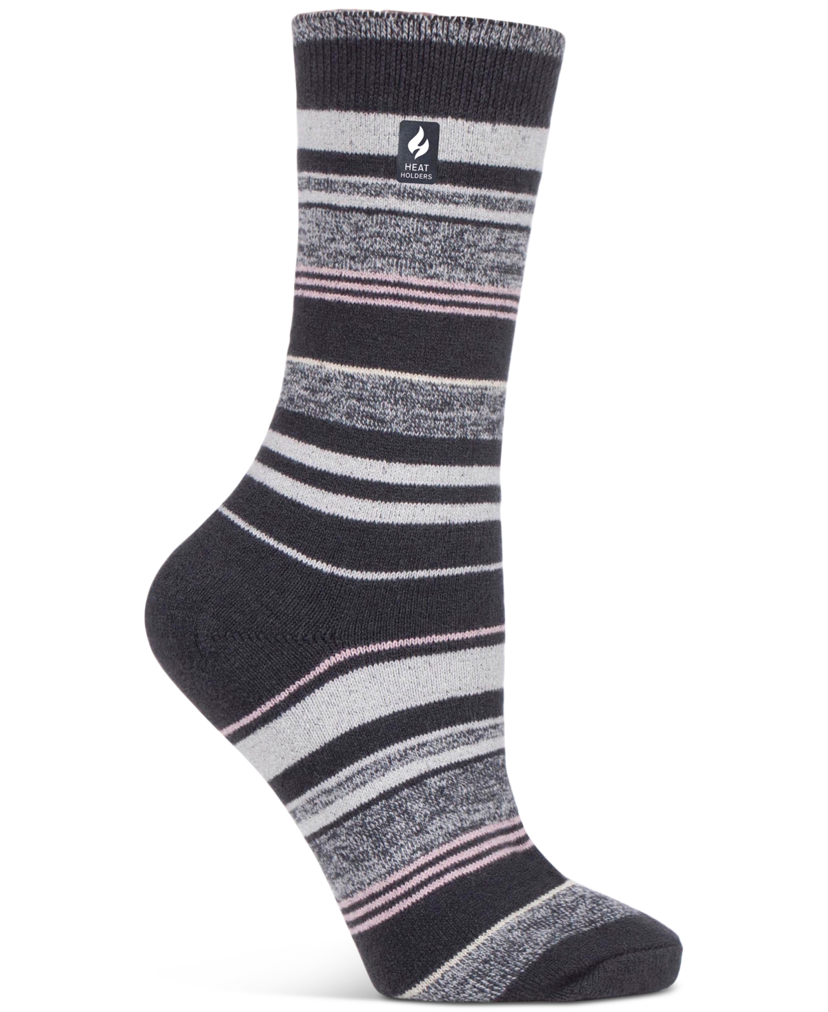 Women's Ultra Lite Heather Stripe Crew Socks - Charcoal