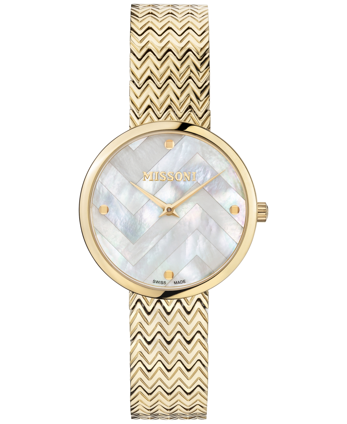 Women's Swiss M1 Gold Ion Plated Stainless Steel Bracelet Watch 34mm - Ip Champagne
