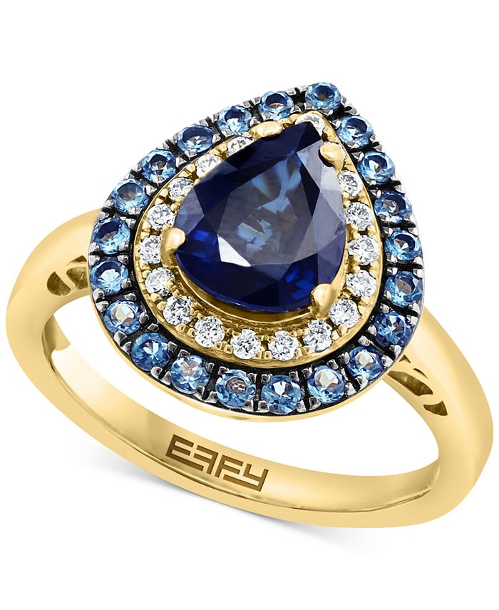 EFFY Collection - Multi-Gemstone (2-1/10 ct. t.w.) & Diamond (1/5 ct. t.w.) Teardrop Ring in 14k Gold