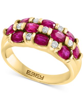EFFY Collection - Ruby (2-3/8 ct. t.w.) & Diamond (1/6 ct. t.w.) Checker Cluster Ring in 14k Gold