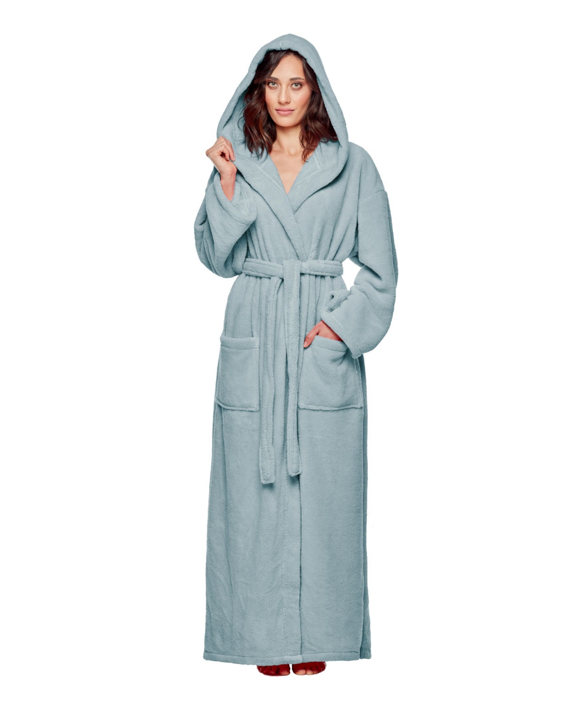 Arus Hooded Full Ankle Length Premium Fleece Bathrobe