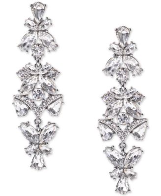 I.N.C. International Concepts - Silver-Tone Crystal Cluster Linear Drop Earrings