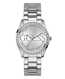 Women's Silver-Tone Glitz Stainless Steel Bracelet Watch, 39mm