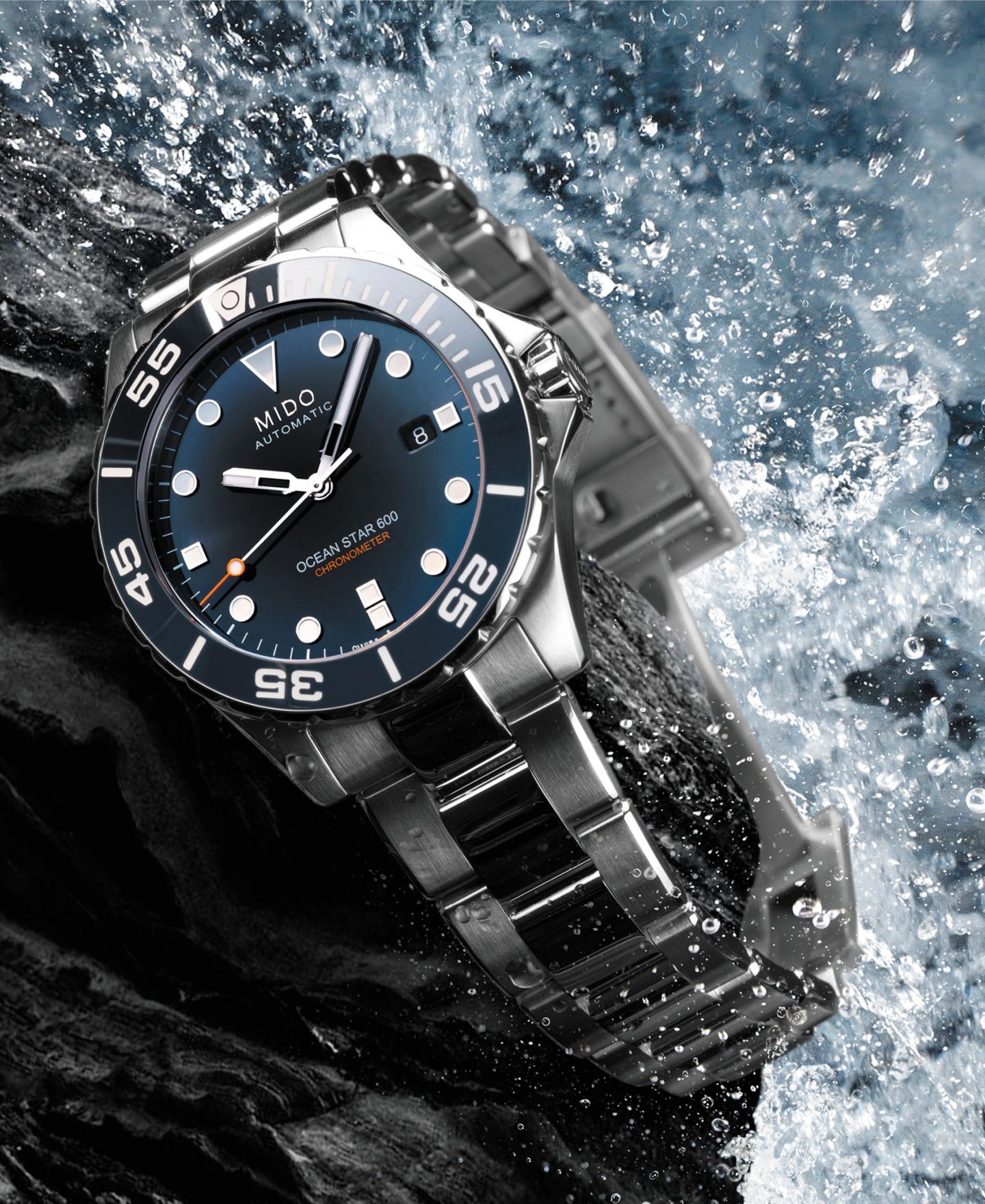 Мужские часы Mido Swiss Automatic Ocean Star 600 Chronometer Stainless Steel Bracelet Watch 44mm — фото 7