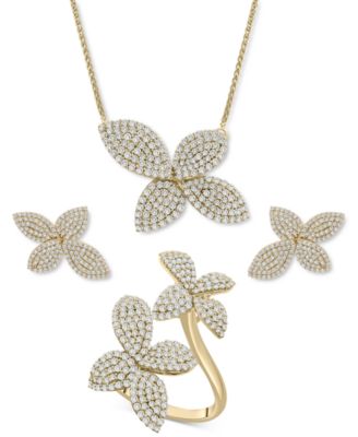 Diamond Flower Cluster Jewelry Collection in 14k Gold