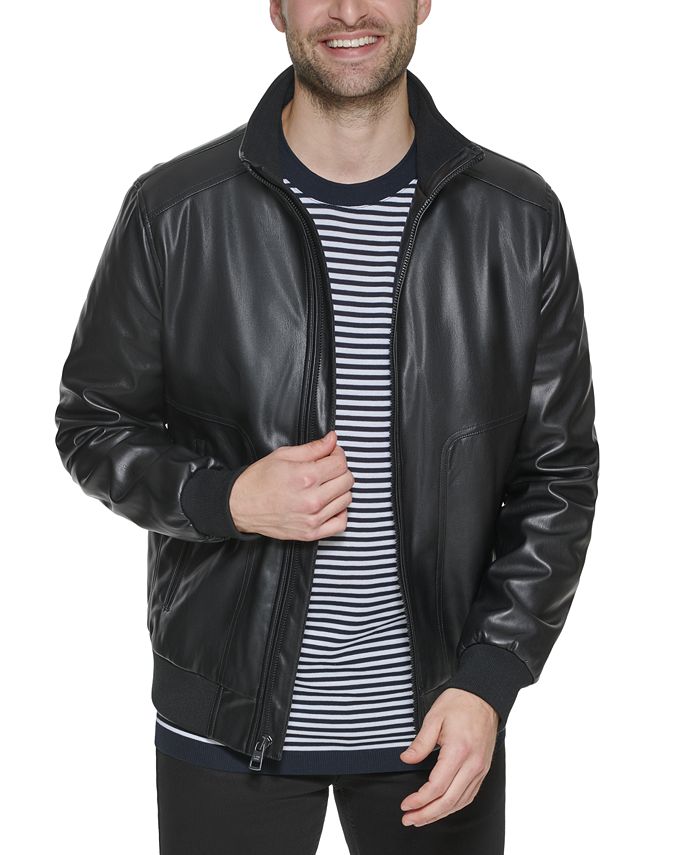 Bandiet Gebruikelijk Interpretatief Calvin Klein Men's Faux Leather Bomber Jacket & Reviews - Coats & Jackets -  Men - Macy's