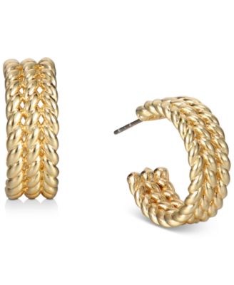 Photo 1 of Charter Club Gold-Tone Small Twist Triple-Row C-Hoop Earrings, Created for Macy's