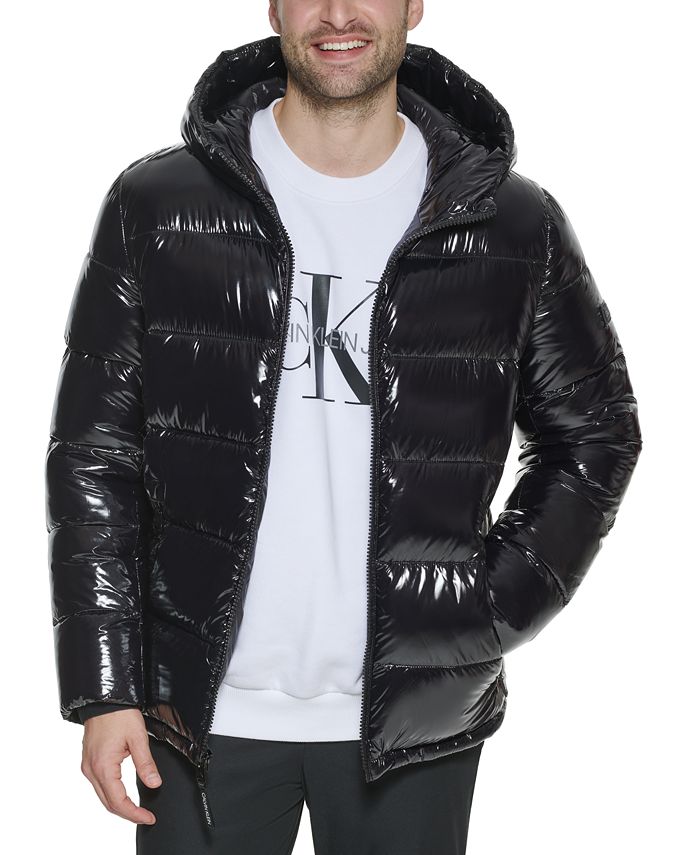 Calvin Klein Men's High Shine Hooded Jacket & Reviews - Coats & Jackets ...