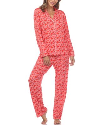 Women's 2 Piece Long Sleeve Heart Print Pajama Set