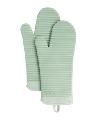 Ribbed Soft Silicone 2-Pc. Oven Mitt Set