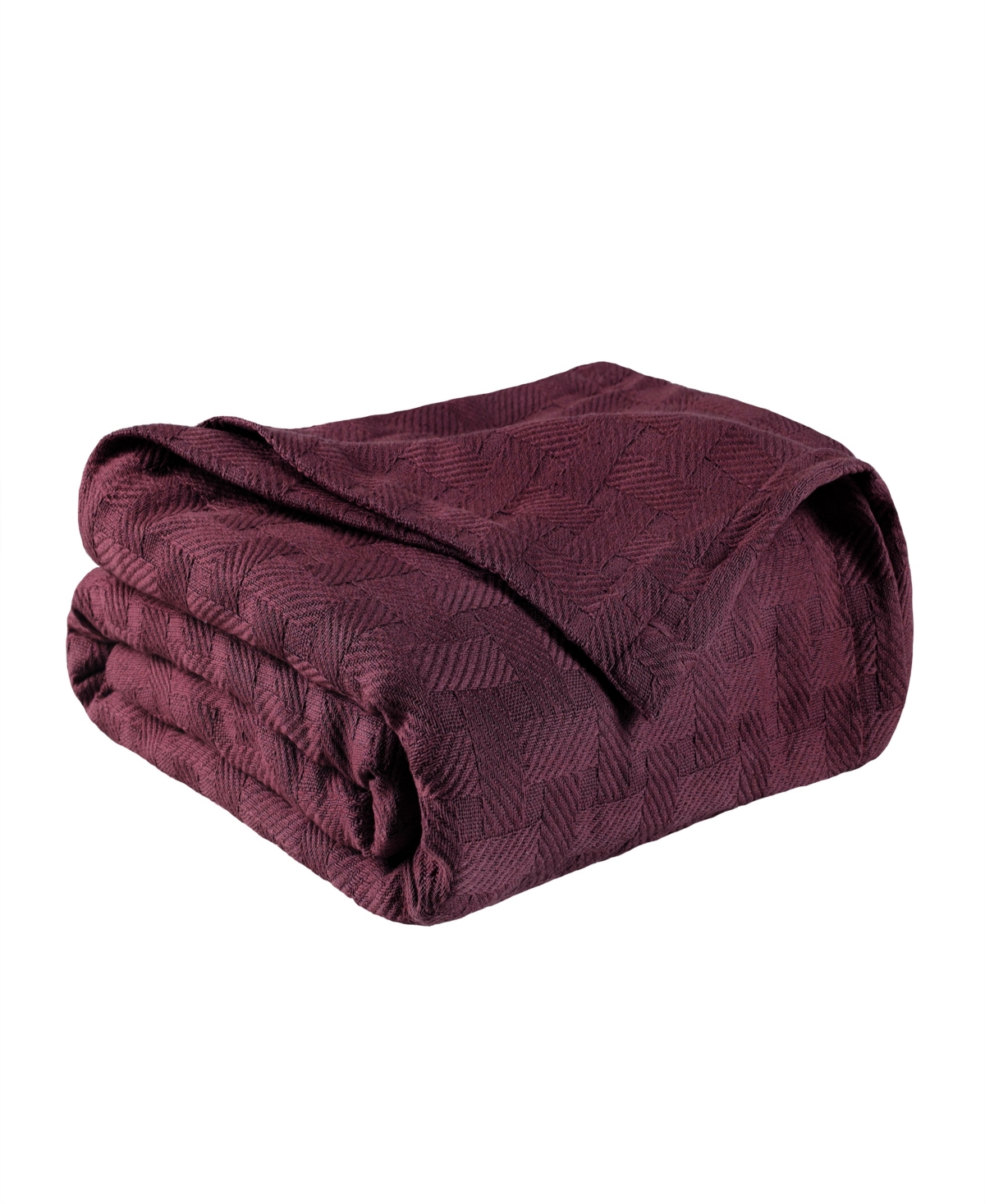 Superior Basket Weave All Season Cotton Blanket, Full/queen In Plum