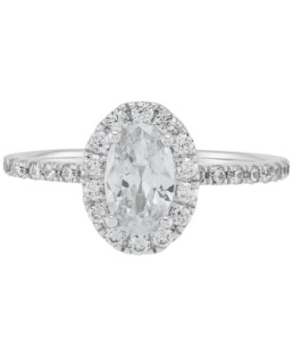 IGI Certified Lab Grown Diamond Oval-Cut Halo Engagement Ring (1-1/2 ct. t.w.) in 14k White Gold