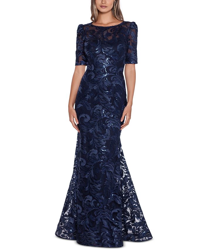 XSCAPE Sequinned Ball Gown Macy s