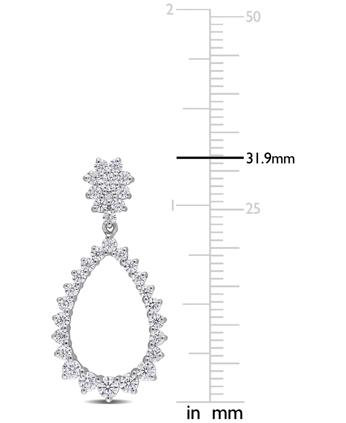 Lab-GrownOpen Teardrop Drop Earrings (2-1/5 ct. t.w.) in Sterling Silver - Moissanite