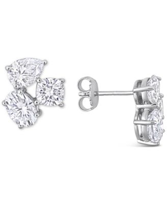Macy's - Lab-Created Moissanite Multi-Shape Cluster Stud Earrings (4-4/5 ct. t.w.) in Sterling Silver