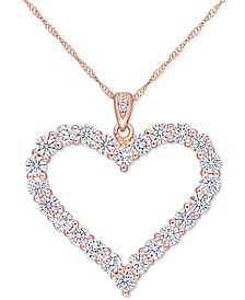 Lab-Created Moissanite Heart 18" Pendant Necklace (2-2/5 ct. t.w.) in 18k Rose Gold-Plated Sterling Silver