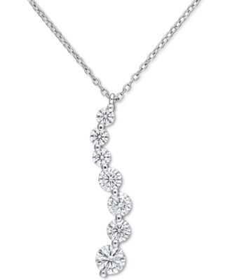 Macy's - Lab-Grown Moissanite Swirl 18" Pendant Necklace (1-1/2 ct. t.w.) in Sterling Silver