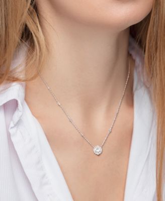 Lab-Grown Moissanite Oval Halo 18" Pendant Necklace (1-1/2 ct. t.w.) in Sterling Silver