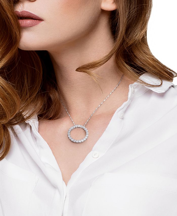 Lab-Created Moissanite Circle 17 Pendant Necklace (2-1/5 ct. t.w.) in 14k  White Gold