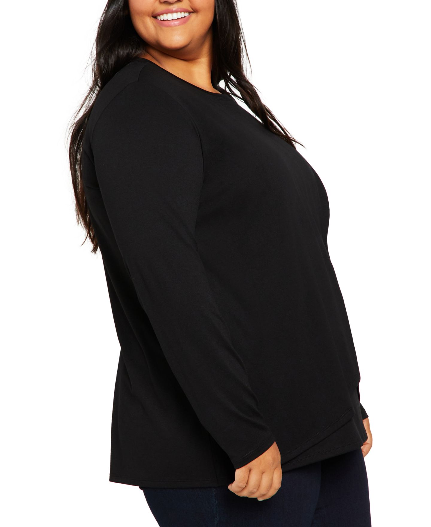 Женская футболка Motherhood Maternity Plus Size Crewneck Nursing, цвет: Чёрный — фото 3