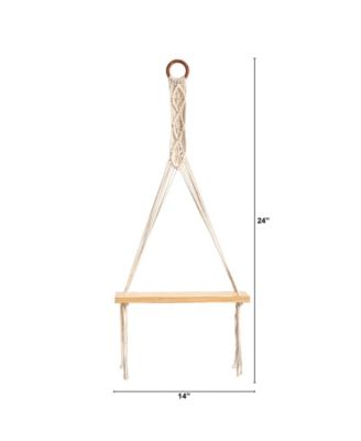 Handmade Wall Hanging with Wooden Shelf, 14" x 24"