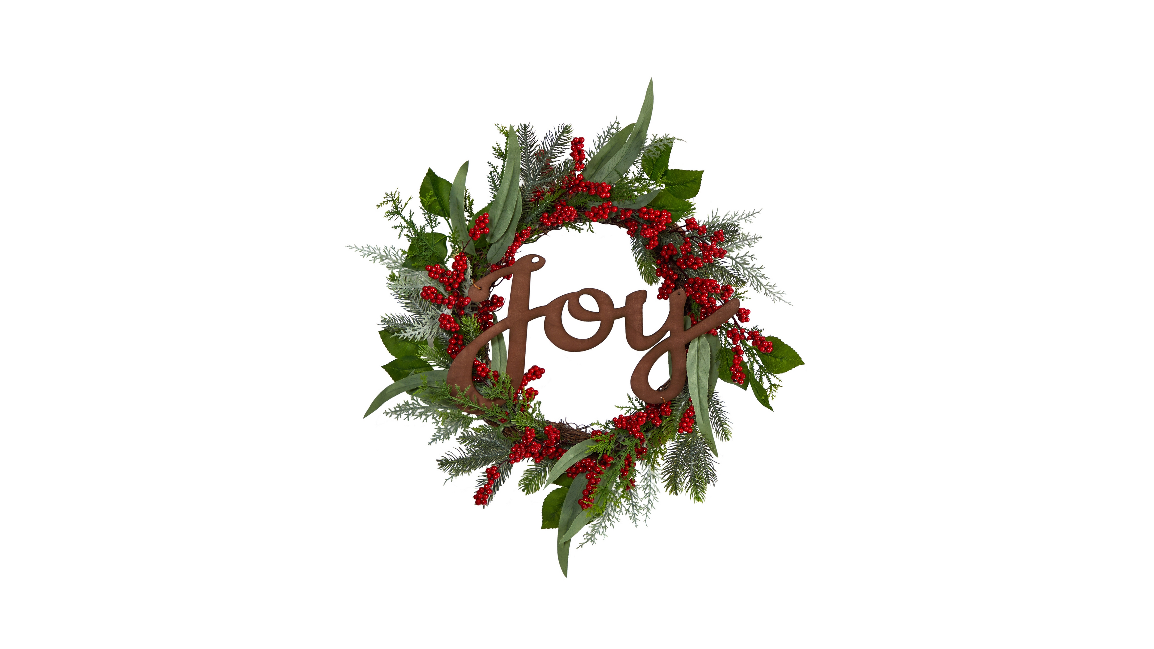 Joy and Berries Artificial Christmas Wreath, 24"