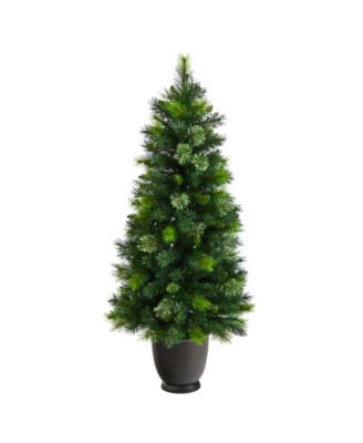 Oregon Pine Artificial Christmas Artificial in Decorative Planter with 250 Bendable Branches and 100 Warm Lights, 4.5'
