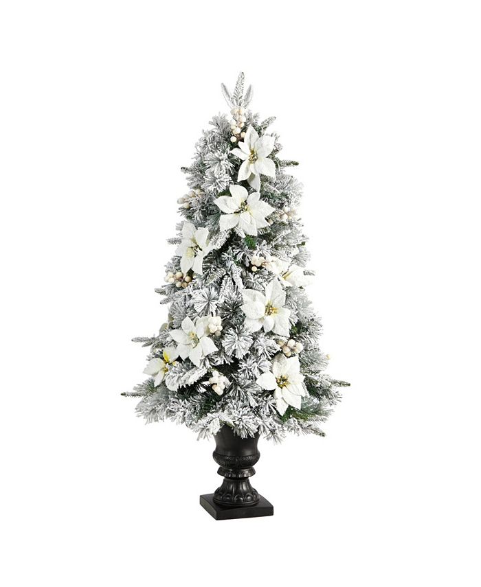 Nearly Natural Flocked Artificial Christmas Tree with 223 Bendable
